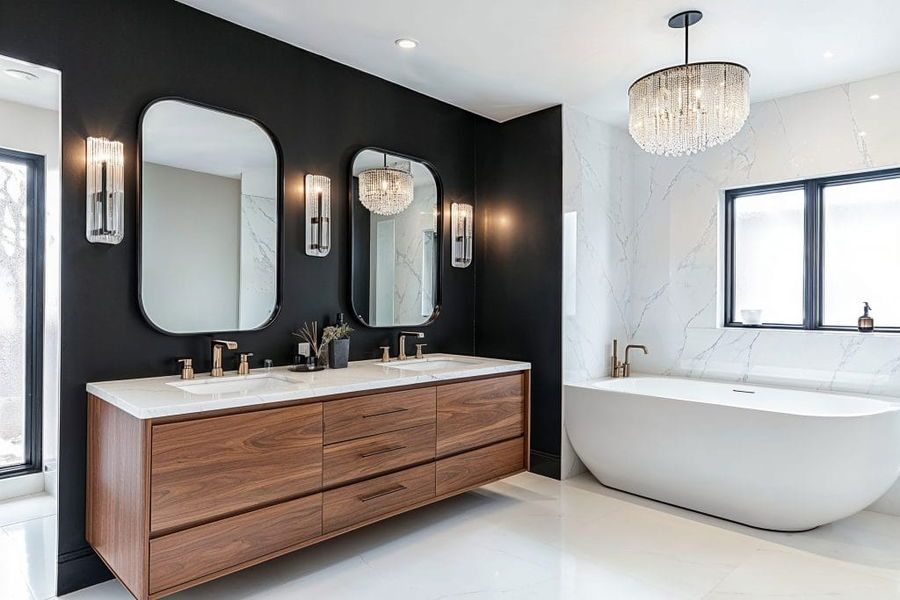 Modern master bathroom remodel with walk-in shower